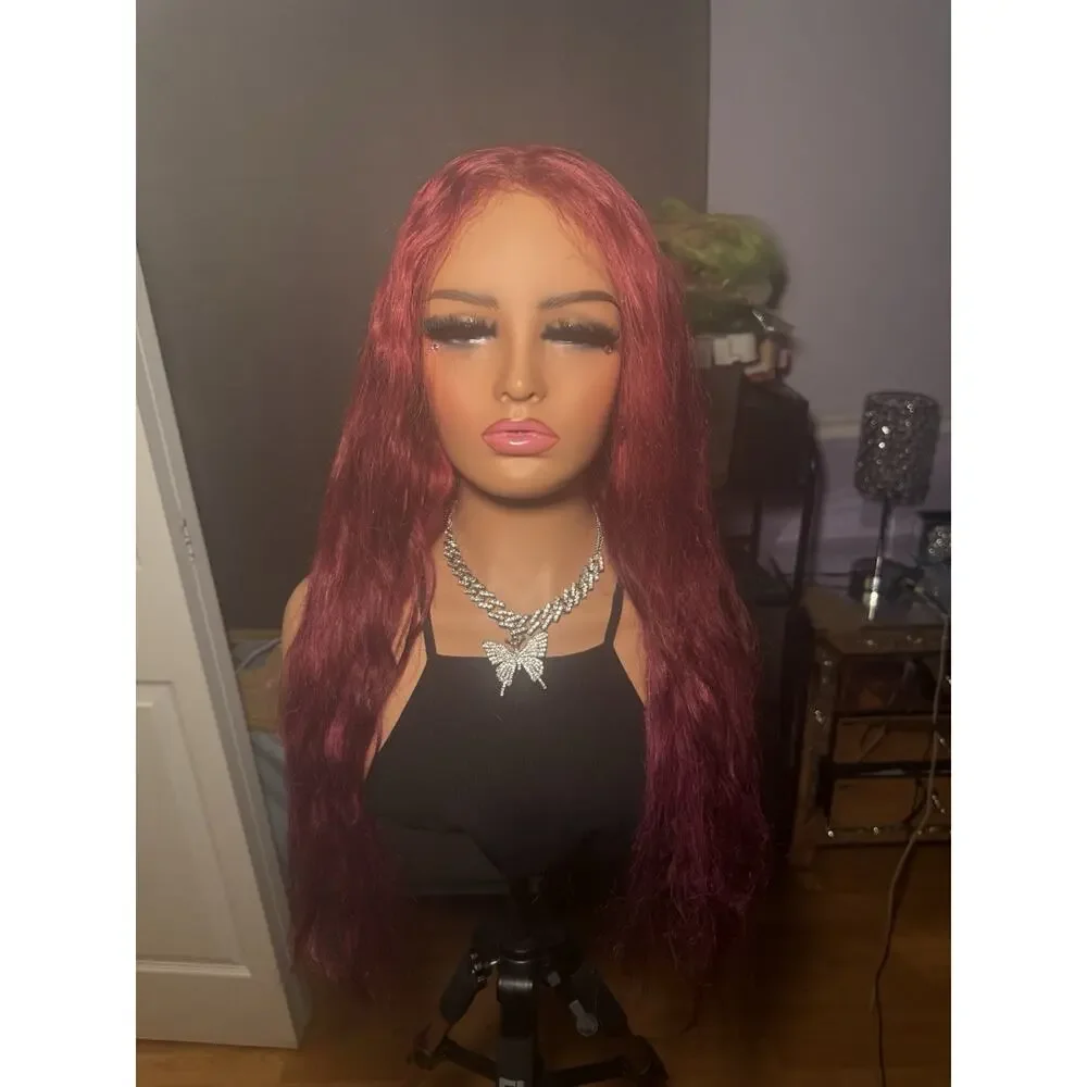 Human Hair 13x6 Lace Front Wig – Burgundy/Red